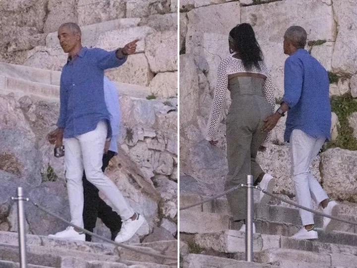 Barack Obama taps Michelle's b*** at the Acropolis in Greece