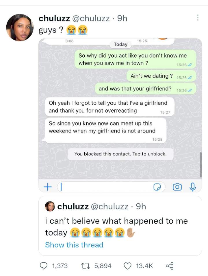 Woman shares chat with her 'boyfriend