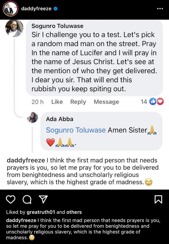Daddy Freeze challenged to heal mad man in Lucifer's name