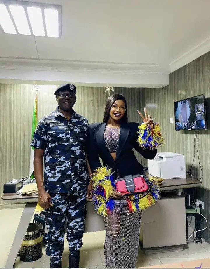 Tacha responds to criticism over outfit during meeting with Lagos State commissioner of police