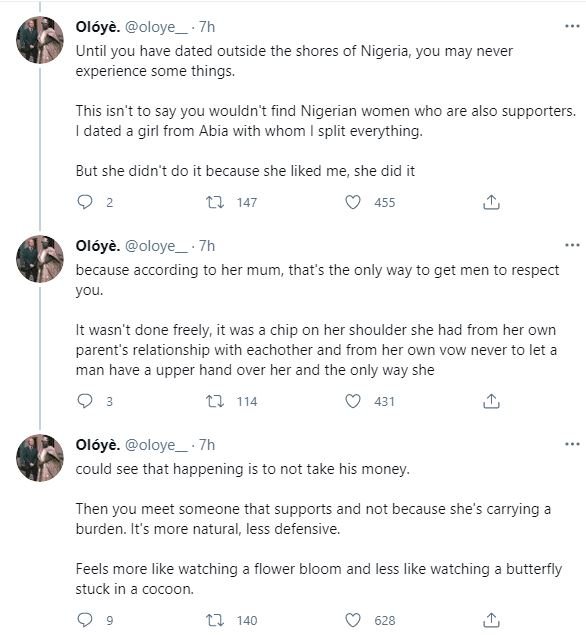 'I never knew women could pay their bills till I dated outside Nigeria' - Man says