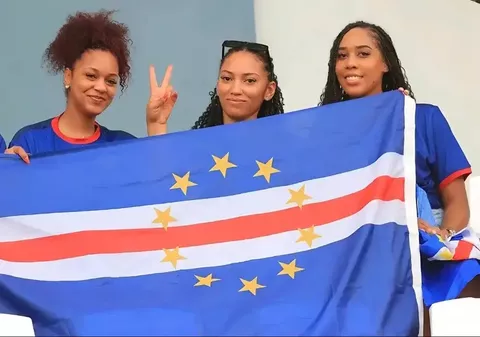 Cape Verdean women watch from the stands during the AFCON 2023 quarterfinal between South Africa and Cape Verde