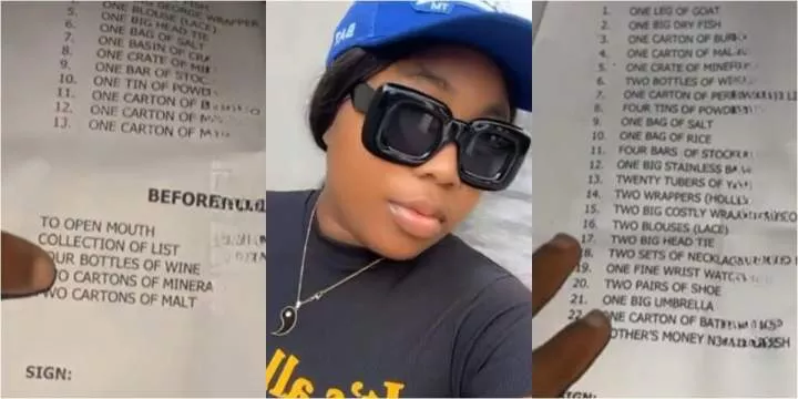 Lady shares outrageous marriage list from tribe worth over N500K