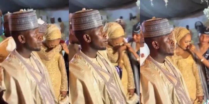 Groom's nonchalant reaction to his bride crying cause buzz online (Video)