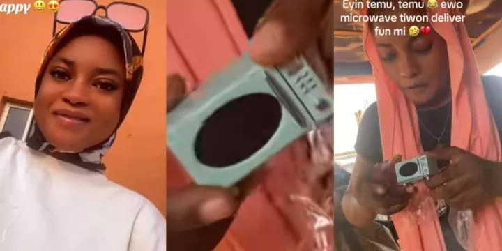 Lady laments after ordering a microwave online but receives a tiny version