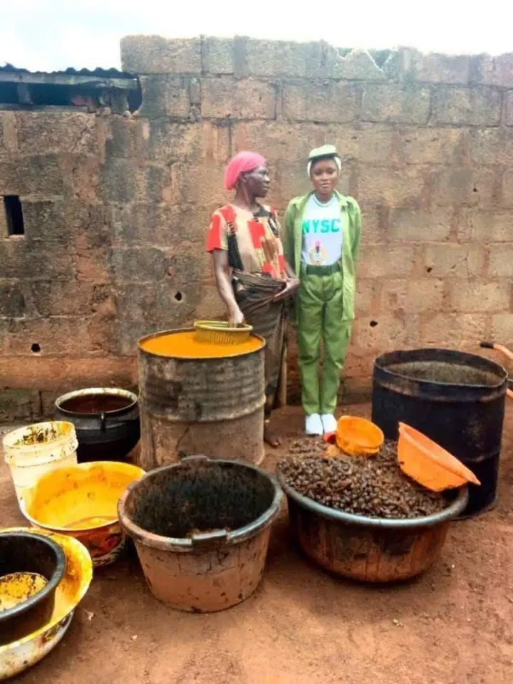 Corper appreciates widowed mom who sold palm oil to sponsor her education