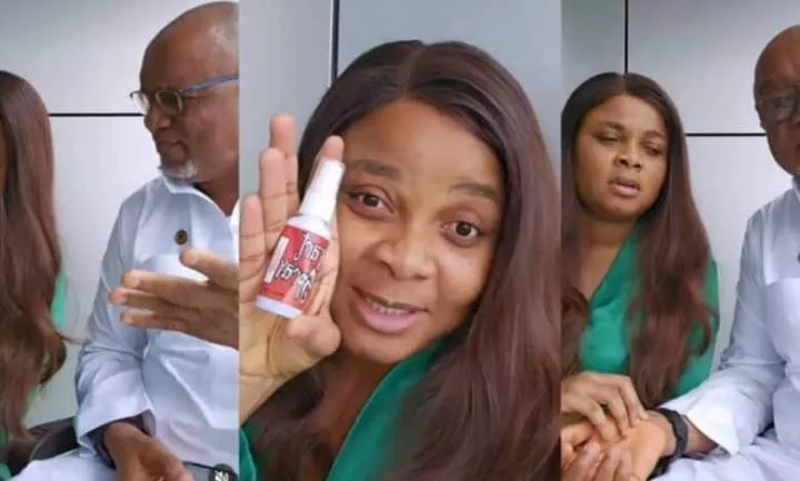 Father's Day: Bimbo Ademoye pulls hilarious fart spray prank on her father