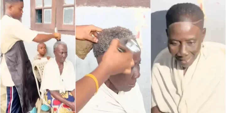 Young barber gives grandmother a youthful transformation