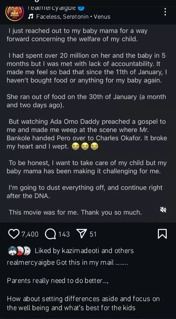 'I've spent N20m in 5 months' - Mercy Aigbe shares fan's struggle with baby mama