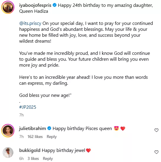 Priscilla Ojo marks 24th birthday in grand style, mother's emotional note goes viral