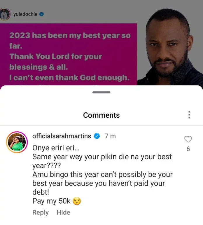 This Can't Possibly Be Your Best Year, Pay My 50k - Sarah Martins Blasts Yul Edochie For Saying 2023 Is His Best Year So Far 3