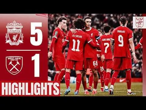 Liverpool 5 - 1 West Ham United (Dec-20-2023) EFL Cup Quarter Finals Highlights