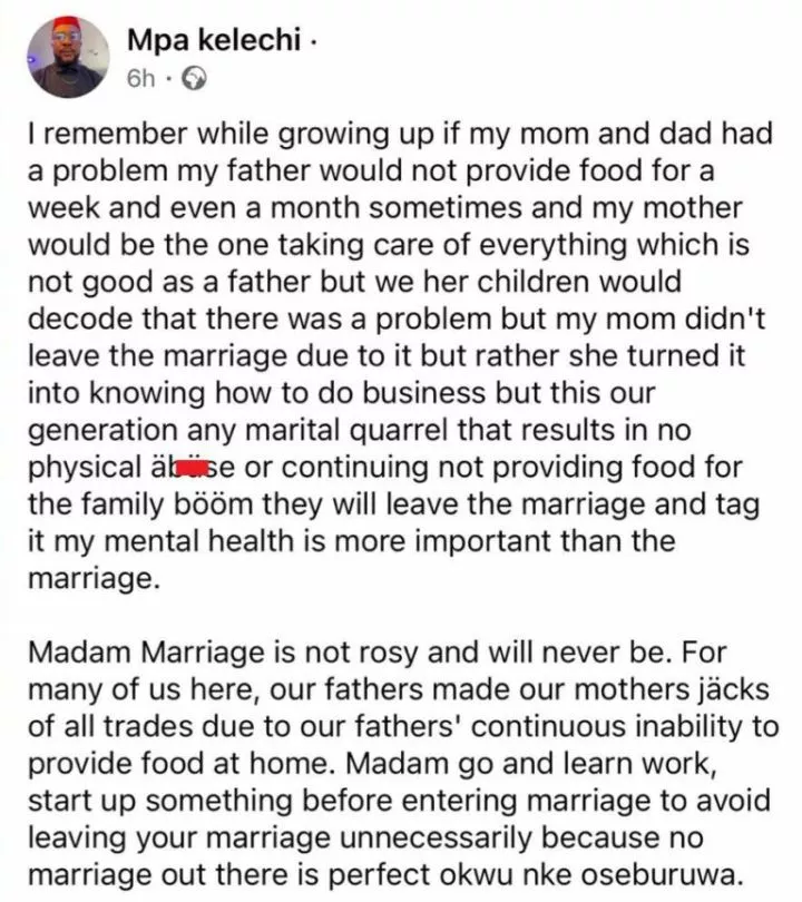 Man reveals how father's neglect made his mother a resourceful wife