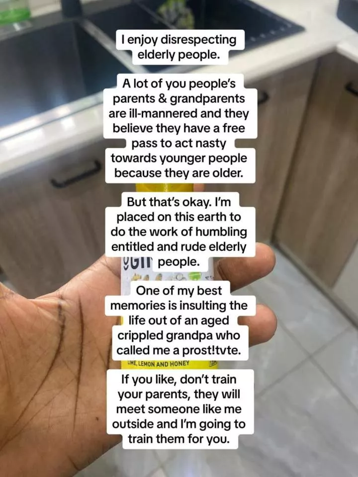 Gen Z lady recounts schooling an old man who lacked home training