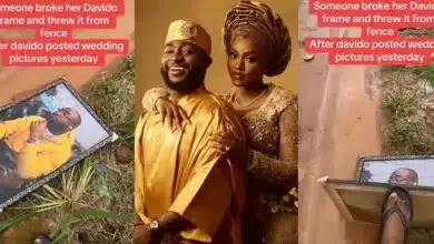 Nigerian lady heartbroken as Davido marries Chioma, throws out singer's frame