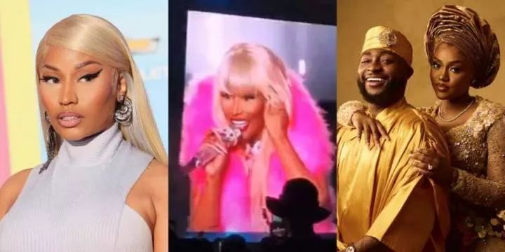 Moment Nicki Minaj congratulates Davido and Chioma on their wedding during her show