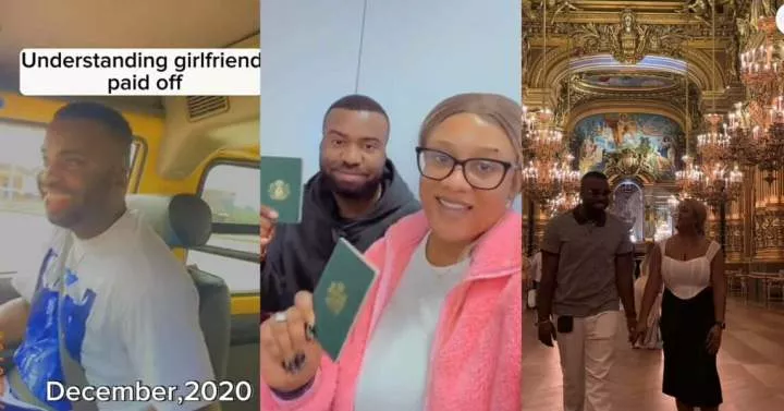 "Girl wey calm down go enjoy" - Lady celebrates her man who drove bus for a living as they relocate abroad
