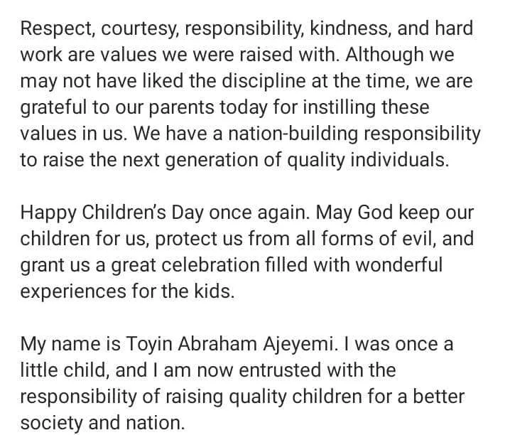 Toyin Abraham explains why she is unhappy on Children's Day