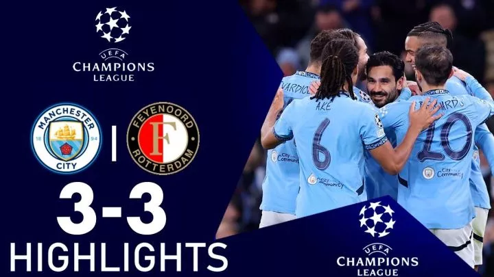 Manchester City 3 - 3 Feyenoord (Nov-26-2024) Champions League Highlights