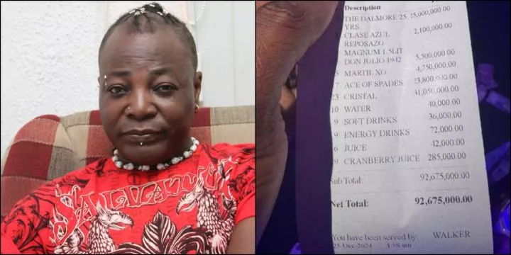 Charly Boy baffled as he shares N92M bill a big man spent at club in one night