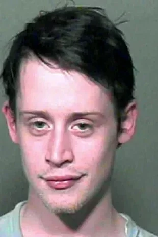 A mugshot of Macaulay Culkin