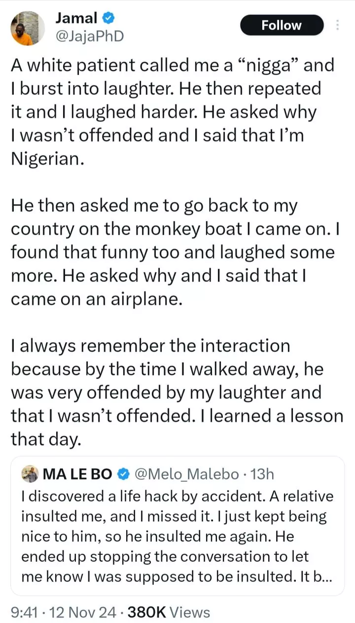 Nigerian man shares what happened after a white patient was racist to him but he didn