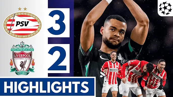 PSV Eindhoven 3 - 2 Liverpool (Jan-29-2025) Champions League Highlights