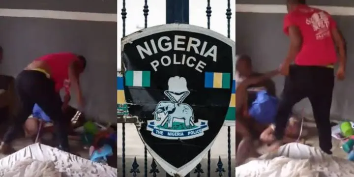 Children cry, plead as police officer beats wife in viral video Children cry, plead as police officer beats wife in viral video