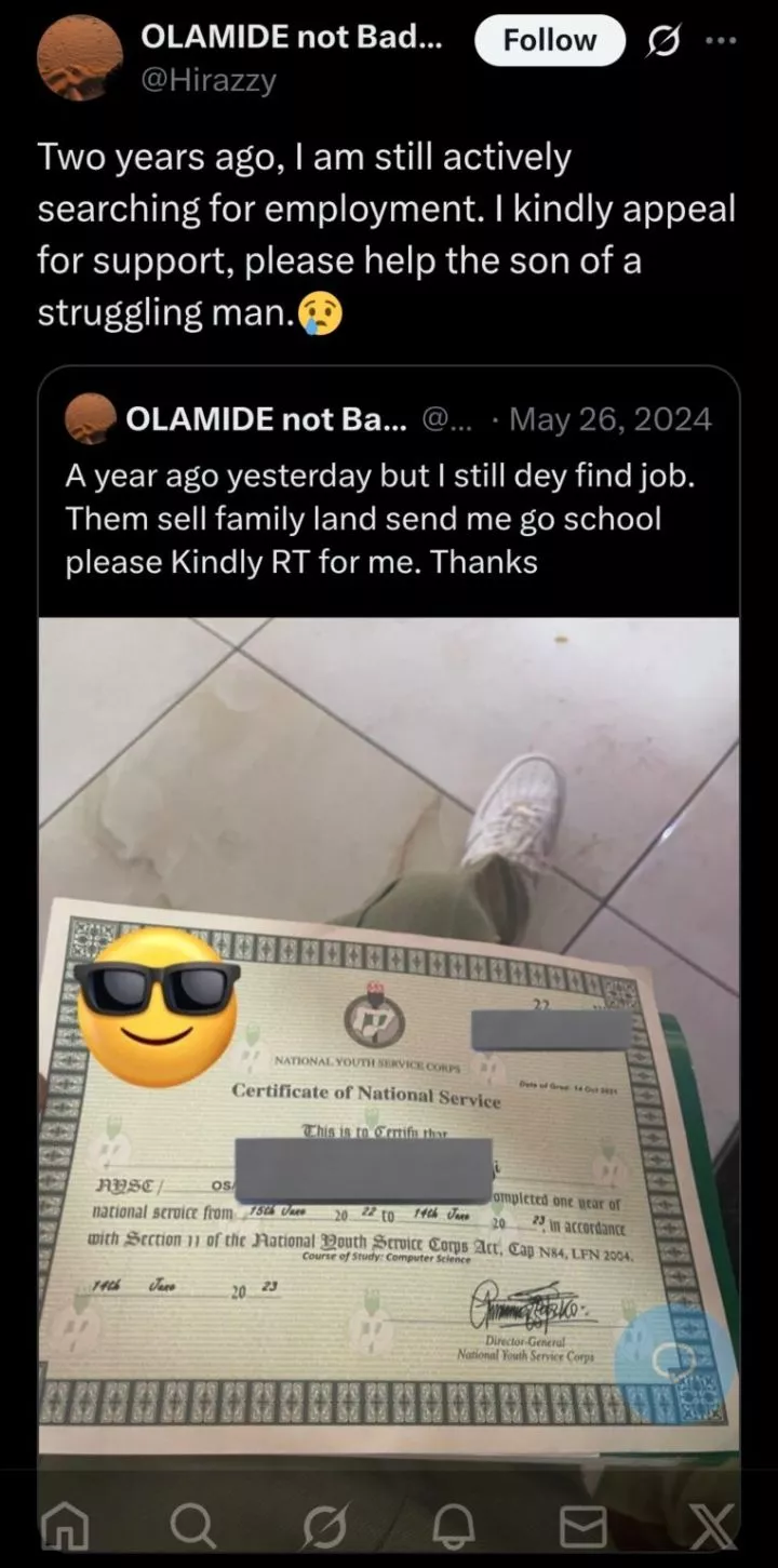 Graduate seeks employment opportunity after two years of active job search