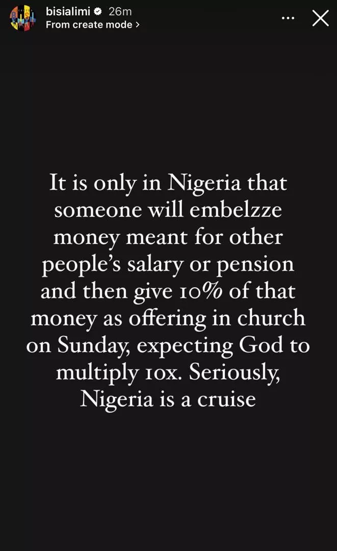 In Nigeria, Someone Will Embezzle People's Salaries Then Give 10% Of That Money As Offering In Church - Bisi Alimi Rants