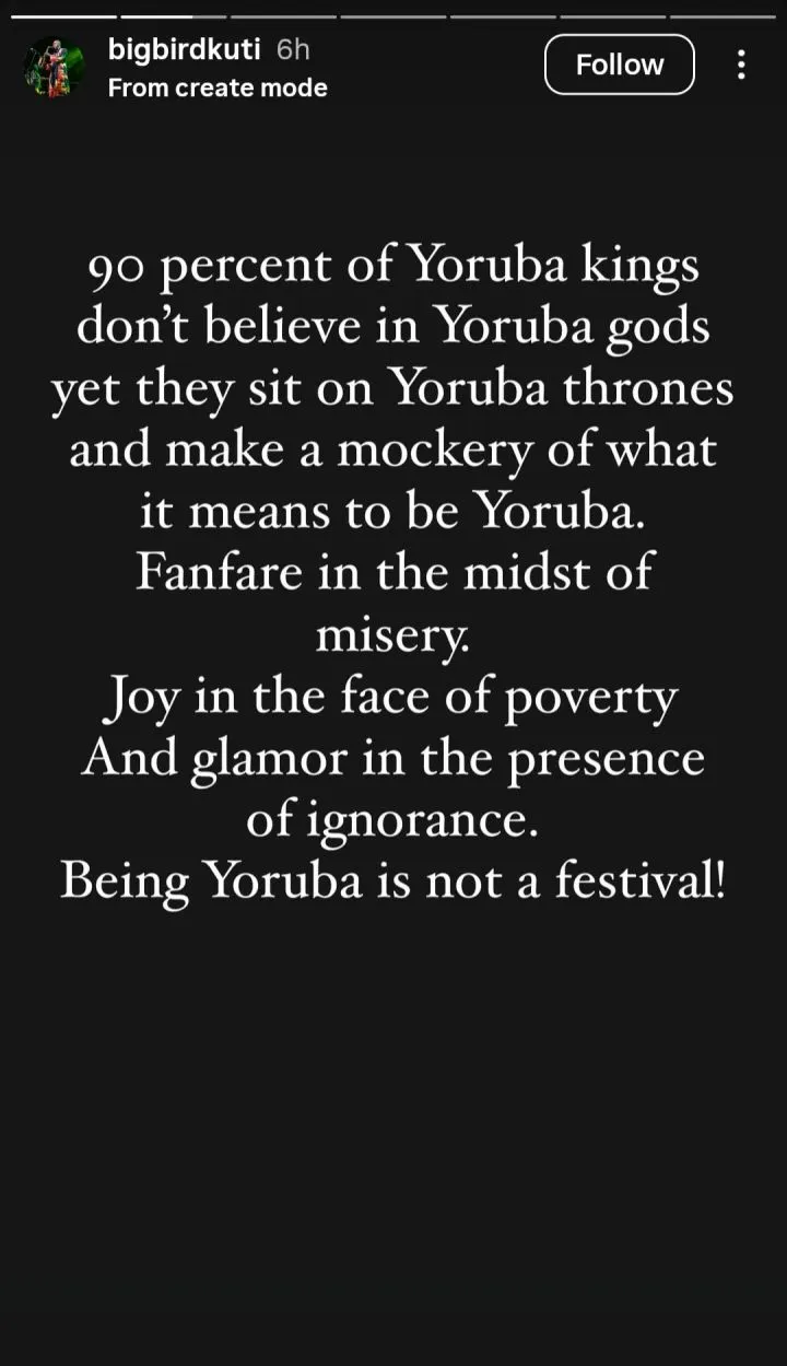 Seun Kuti Shares His Thoughts On Yoruba Monarchs