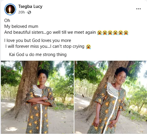 Lady Mourns After Losing Her Mother and Sisters in Herdsmen Attack on Benue Community