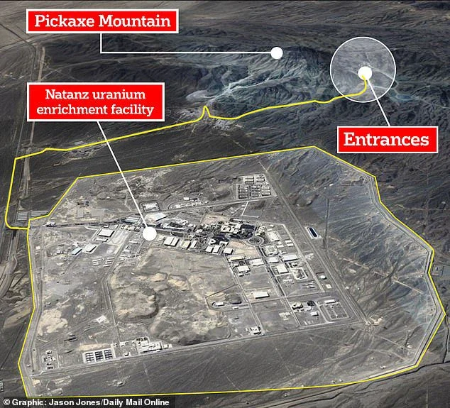 An expert told Daily Mail previous intelligence showed 'large tunnels being bored into the mountain, with possible infrastructure for an advanced enrichment facility
