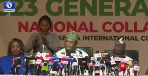 Watch moment INEC chairman Prof Mahmood Yakubu declared Tinubu winner of the 2023 Presidential election (video)