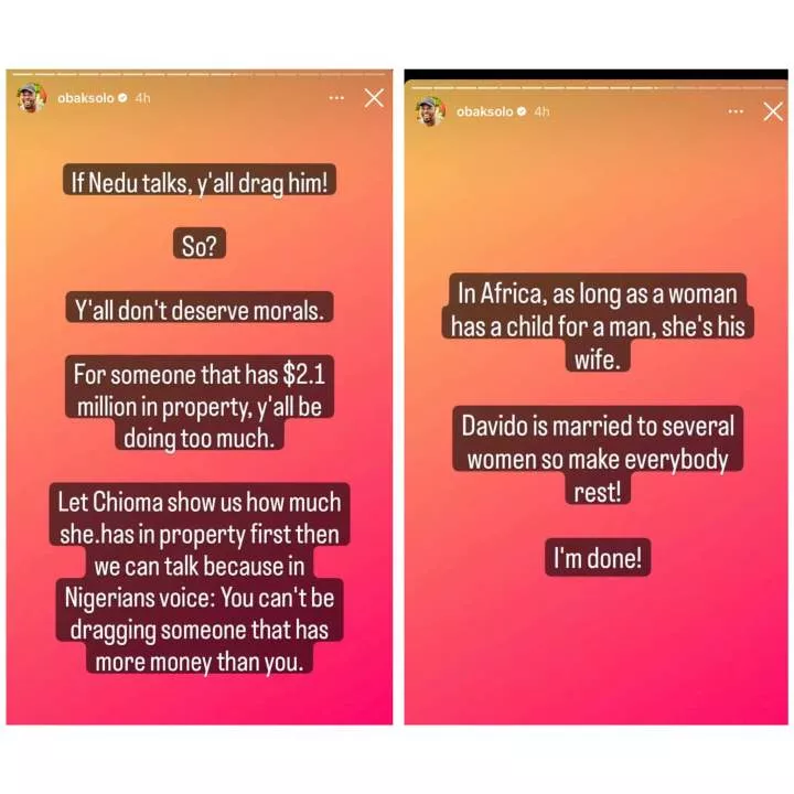 Leave men to be men. Chioma should go and work and make money if she doesn't want to be disrespected - Music producer, K-Solo defends Davido