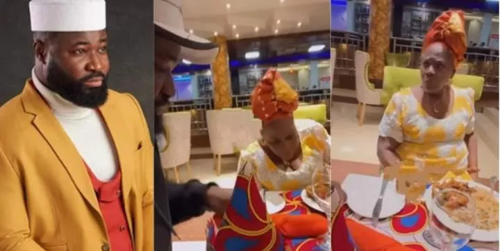 "Why you no gimme the money?" - Harrysong's mother queries him during date as he reveals their meal cost N30k (Video)
