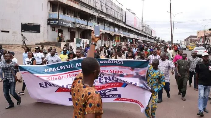 Sit-at-home: Protest rocks Enugu over sealing of businesses (VIDEO)