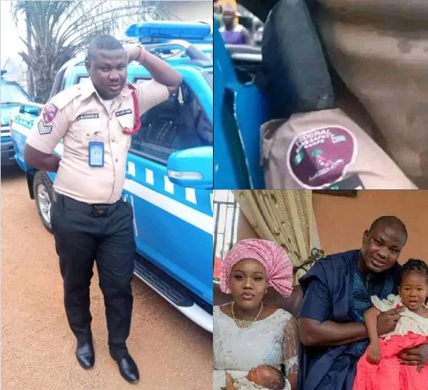 Friends mourn as its revealed that FRSC officer crushed to death in Orile recently welcomed a child