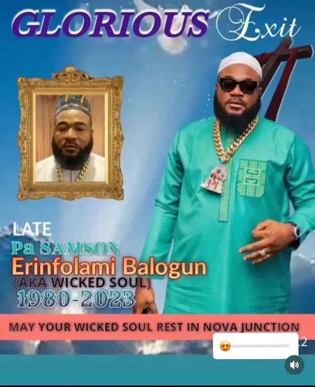 "May your wicked soul rest innova junction" - Sam Larry obituary poster trends