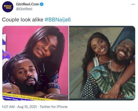 BBNaija: Michael and Peace's photo leaves netizens in awe over striking semblance with that of Adekunle Gold and Simi