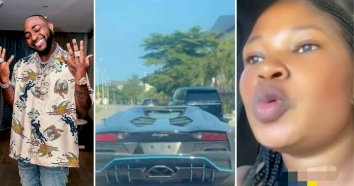 Davido reacts after lady shared video of someone driving his lambo