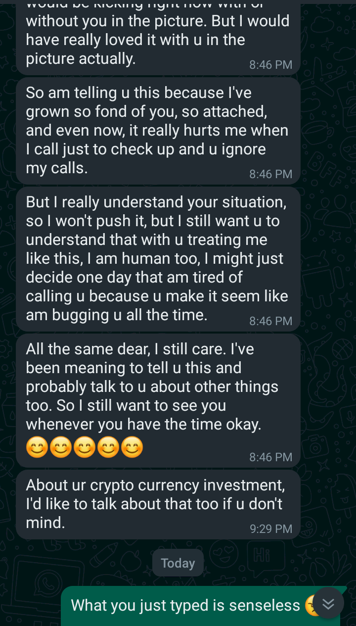 'I can't raise a child with a salary of N70k!' - Man sternly warns desperate girlfriend after she refused taking contraceptive pills just to get pregnant (Screenshots)