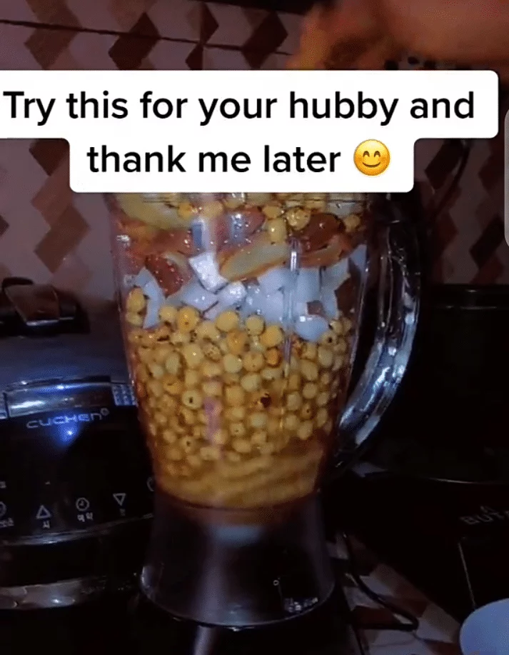 'Try this for your hubby and thank me later' - Lady says as she mixes tiger nut, banana, ginger, date and coconut together