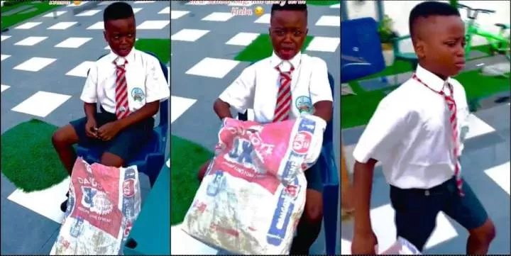 Mother replaces son's school bag with sack of cement after losing it consecutively (Video)