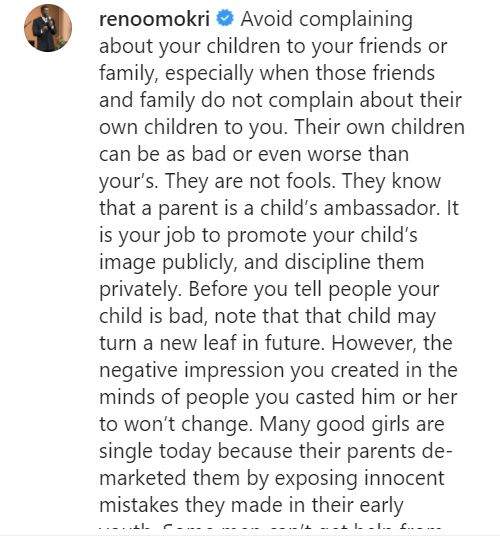 'Parents, stop badmouthing your children to outsiders' - Reno Omokri