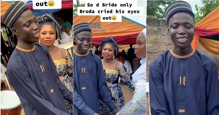 Bride's brother cries uncontrollably on sister's wedding day (Video)