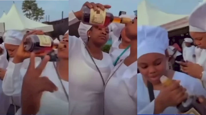 Mixed reactions as church members are spotted knocking back alcoholic drinks (Video)
