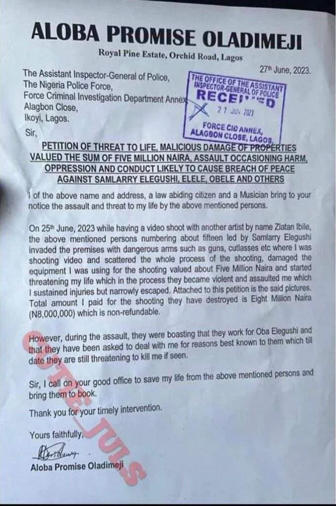 Sam Larry exposed, police statements from 2023 June contradicts new statement on paying Mohbad N2 million for show