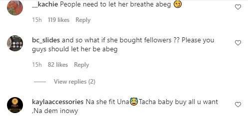 'People need to let her breathe abeg' - Tacha backed after being called out for buying 500K followers overnight