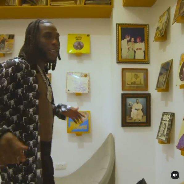 'This is where I created my Grammy-winning album' - Burna Boy shows off his magnificent mansion (Video)